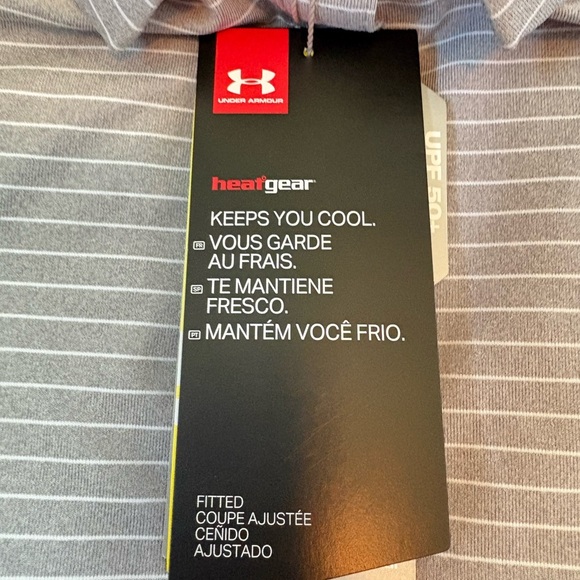 NWT Under Armour Woman’s Small Striped Short Sleeve Gray Collard Polo Shirt - Picture 5 of 10